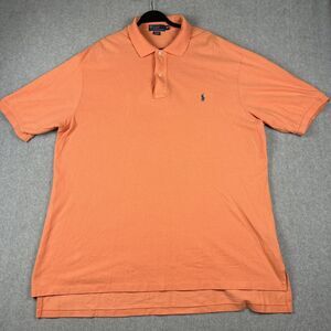Polo Ralph Lauren Shirt Mens 2XLT Polo SS Orange Pony Rugby Y2K Preppy‎ Cotton